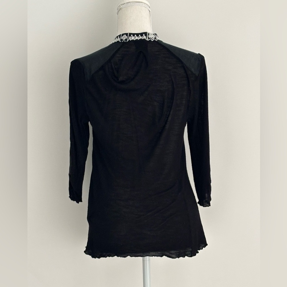 Anthropologie Black and White Embroidered Blouse - Picture 4 of 9